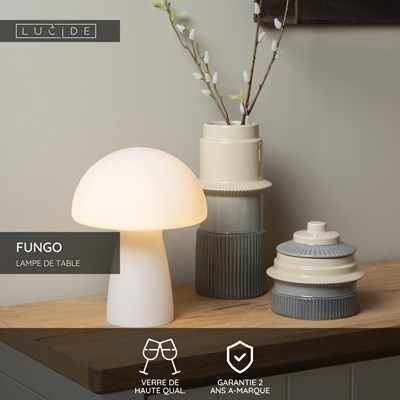 Lucide FUNGO - Lampe de table - 1xE27 - Opalin